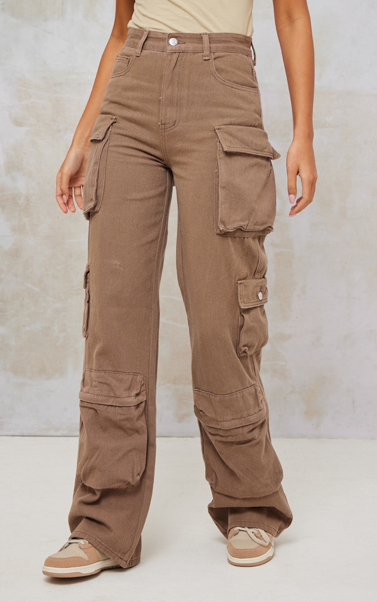 Skate Bdg Ecru Corduroy Flared Jeans Tall Brown Cargo Pocket Mid