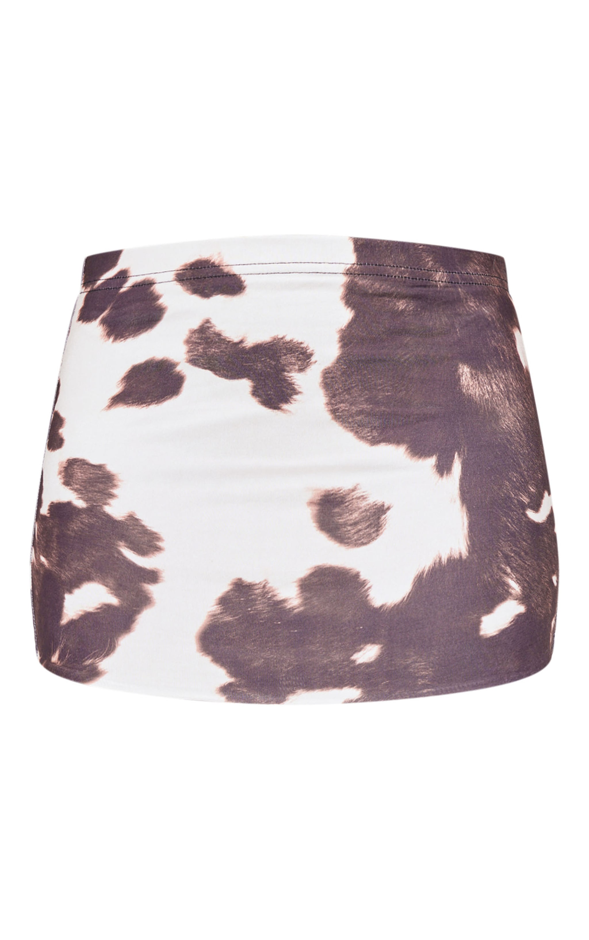 Brown Slinky Basic Cow Print Low Rise Extreme Micro Mini Skirt image 6