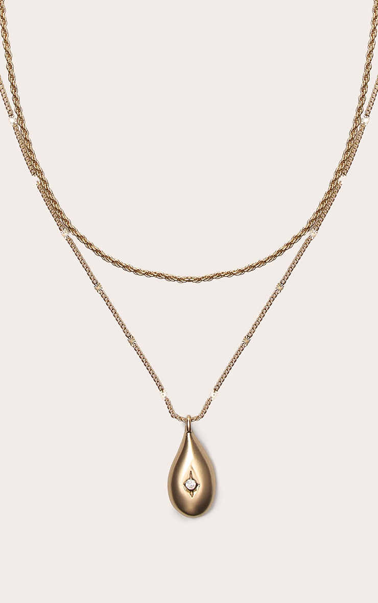 Collier superposé doré à pendentif goutte d'eau image 3