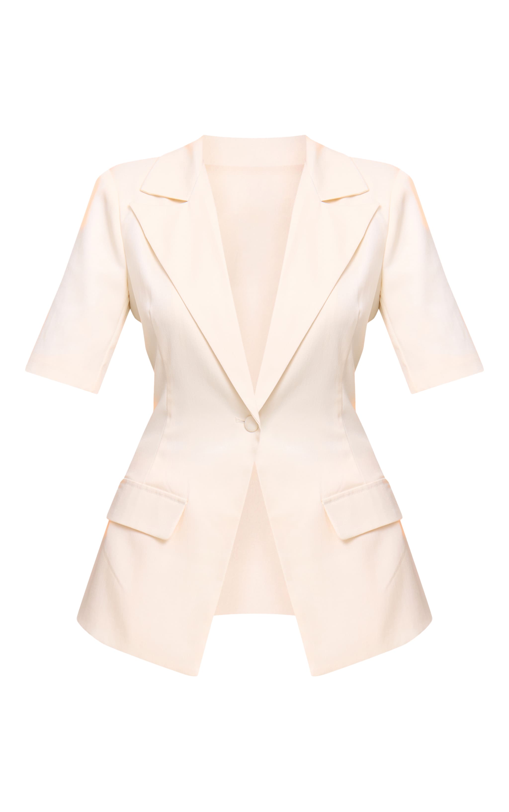 Cream Short Sleeve Button Blazer image 5