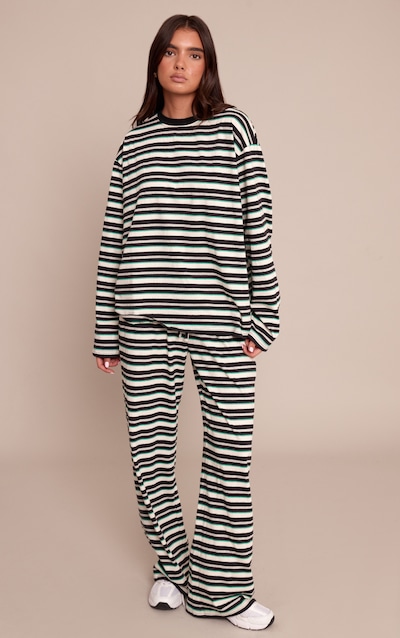 Black Stripe Wide Leg Drawstring Pants
