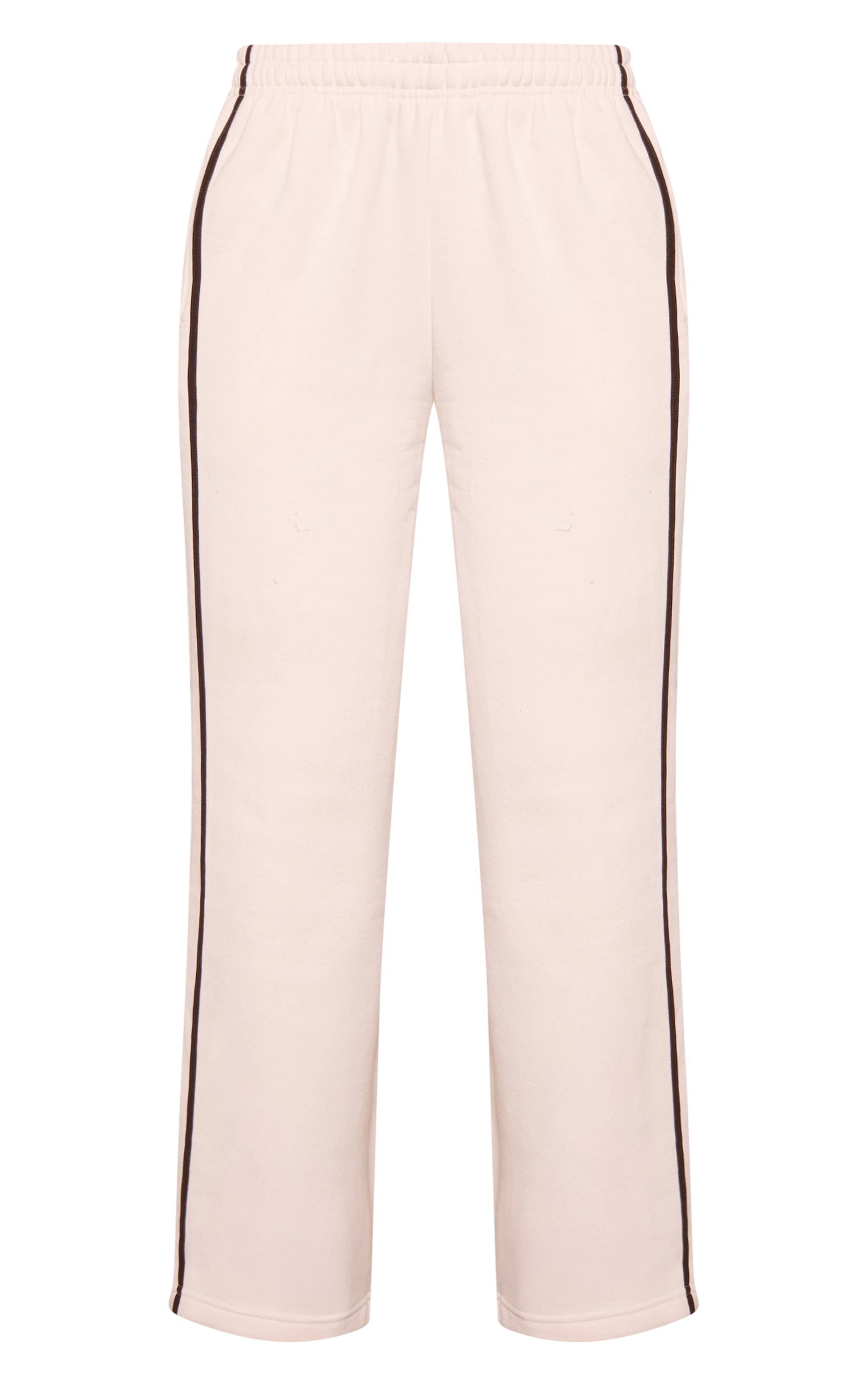 Cream Contrast Stripe Wide Leg Sweatpants image 5