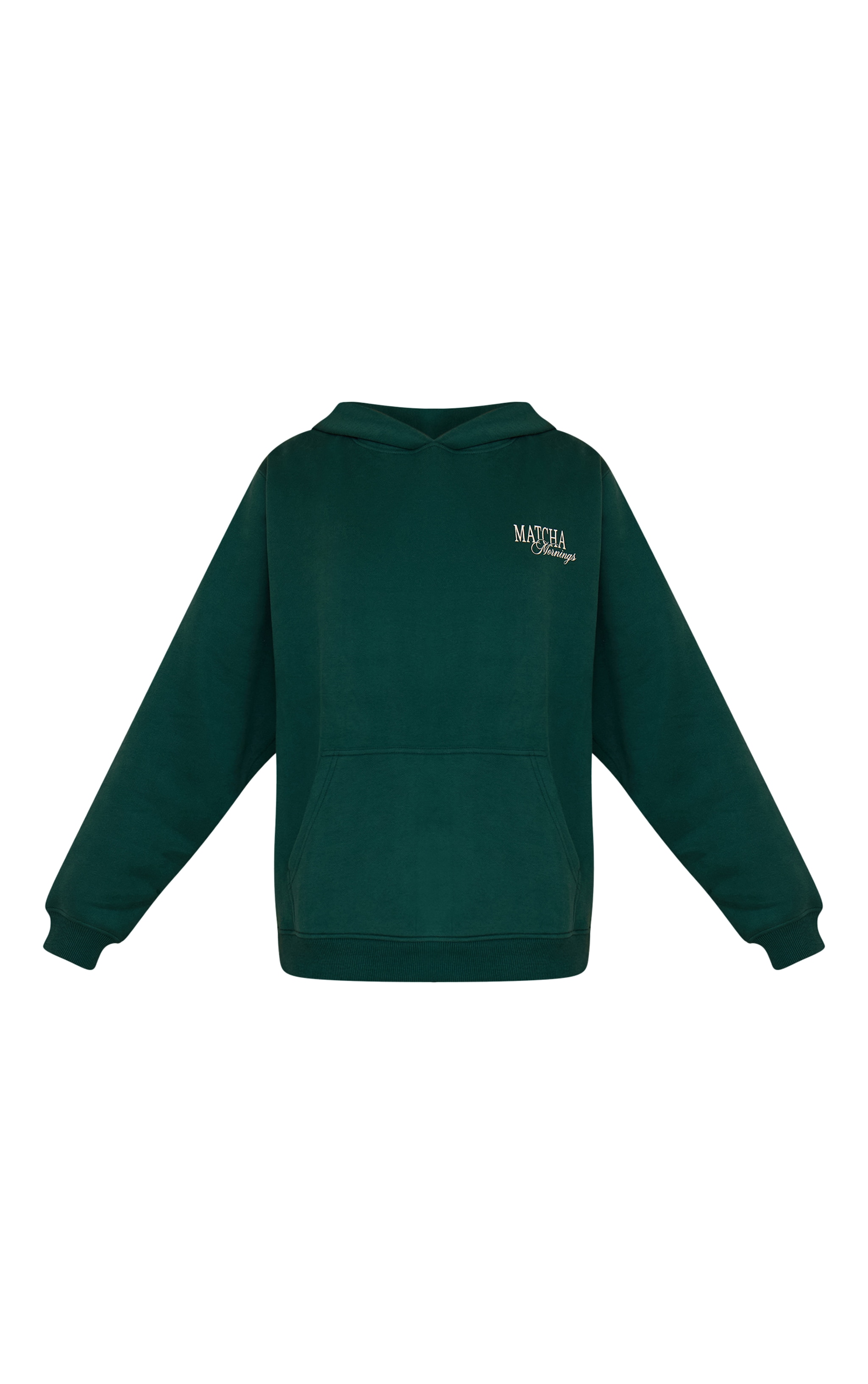 Hoodie pullover oversize en coton polaire vert imprimé "Matcha Mornings" image 5