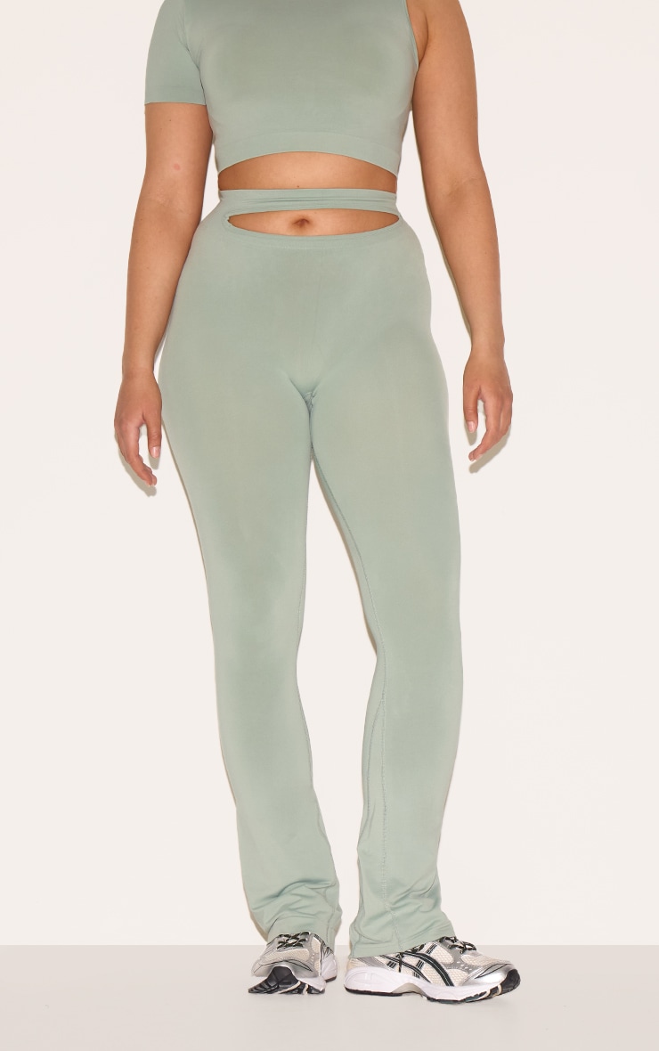 Shape Sage Green Soft Seamless Cut Out Flare Pants image 2
