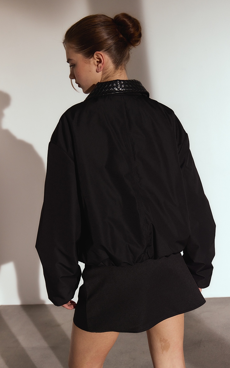 Black Woven Tie Waist Skort image 3