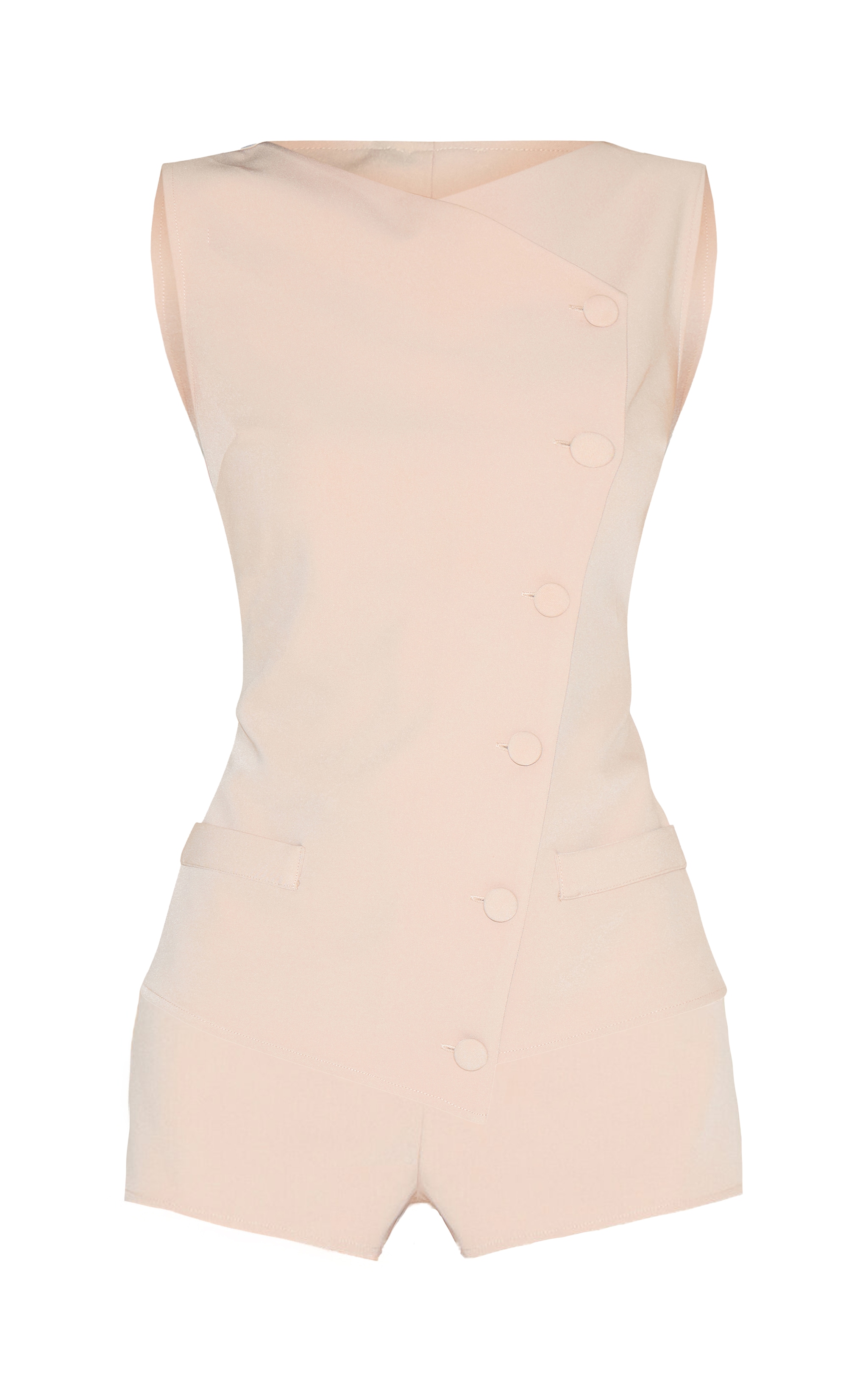 Sand Tailored Woven Asymmetric Button Detail Playsuit image 5