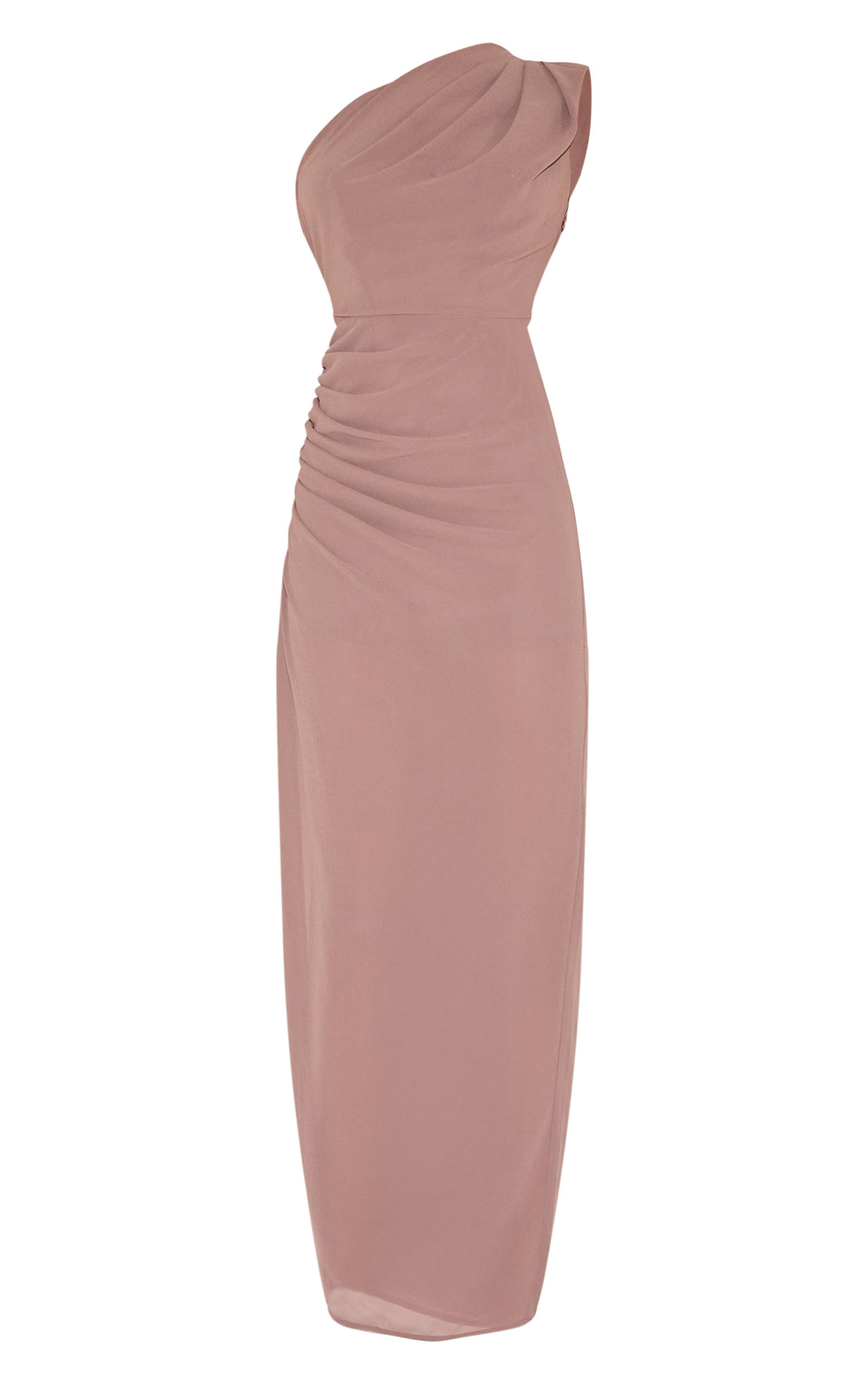 Mushroom Chiffon One Shoulder Ruched Maxi Dress image 5
