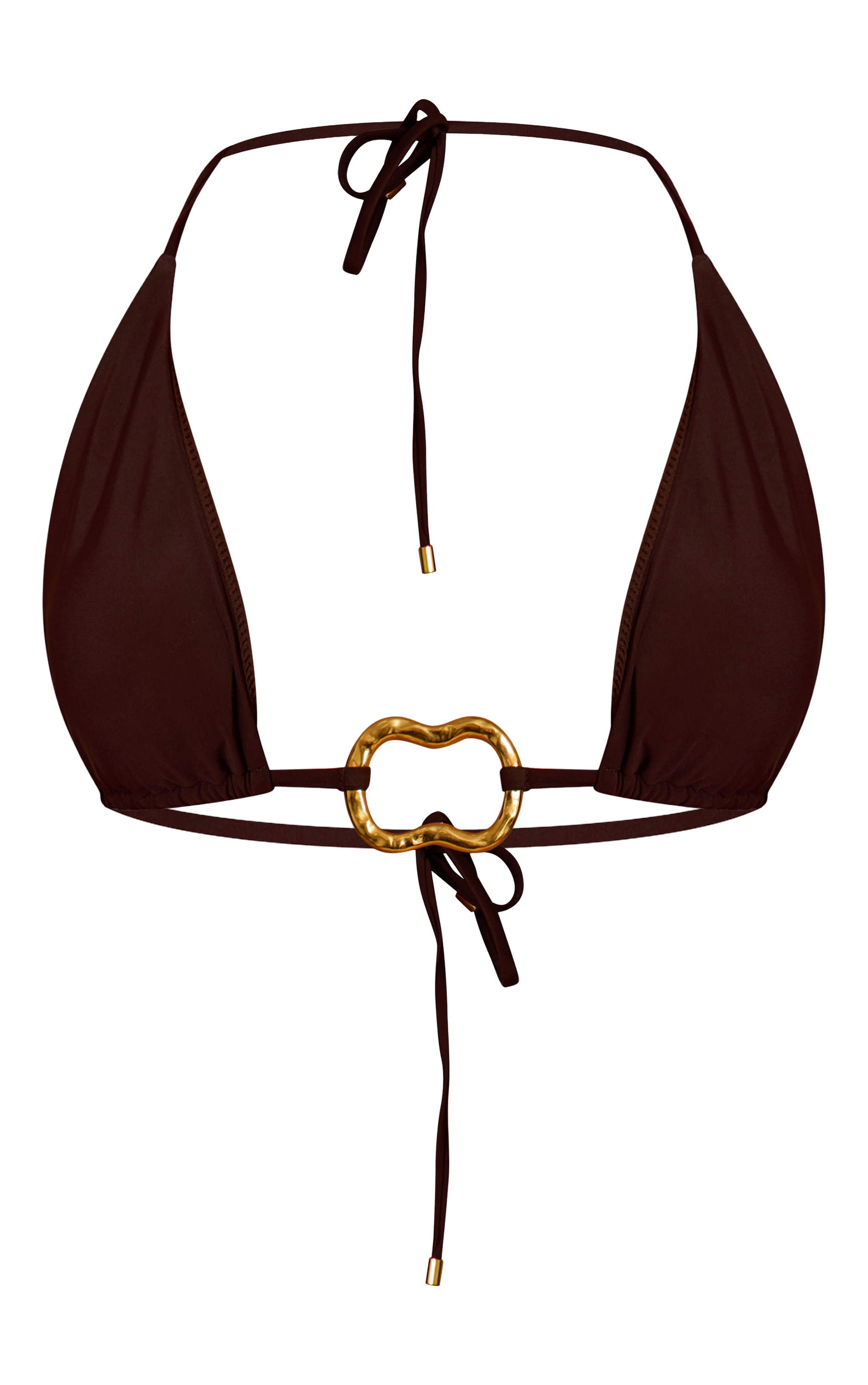 Espresso Trim Detail Triangle Bikini Top image 5