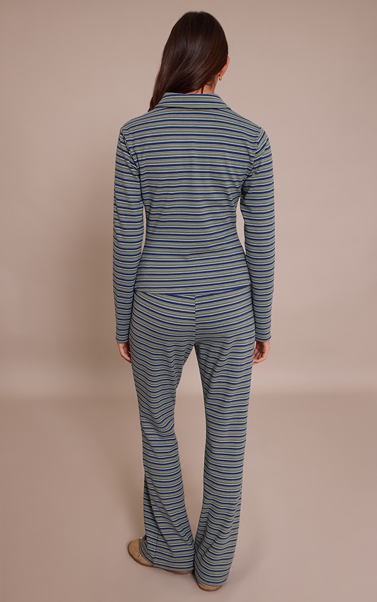 Green Soft Fleece Pinstripe Skinny Flare Pant  image 3