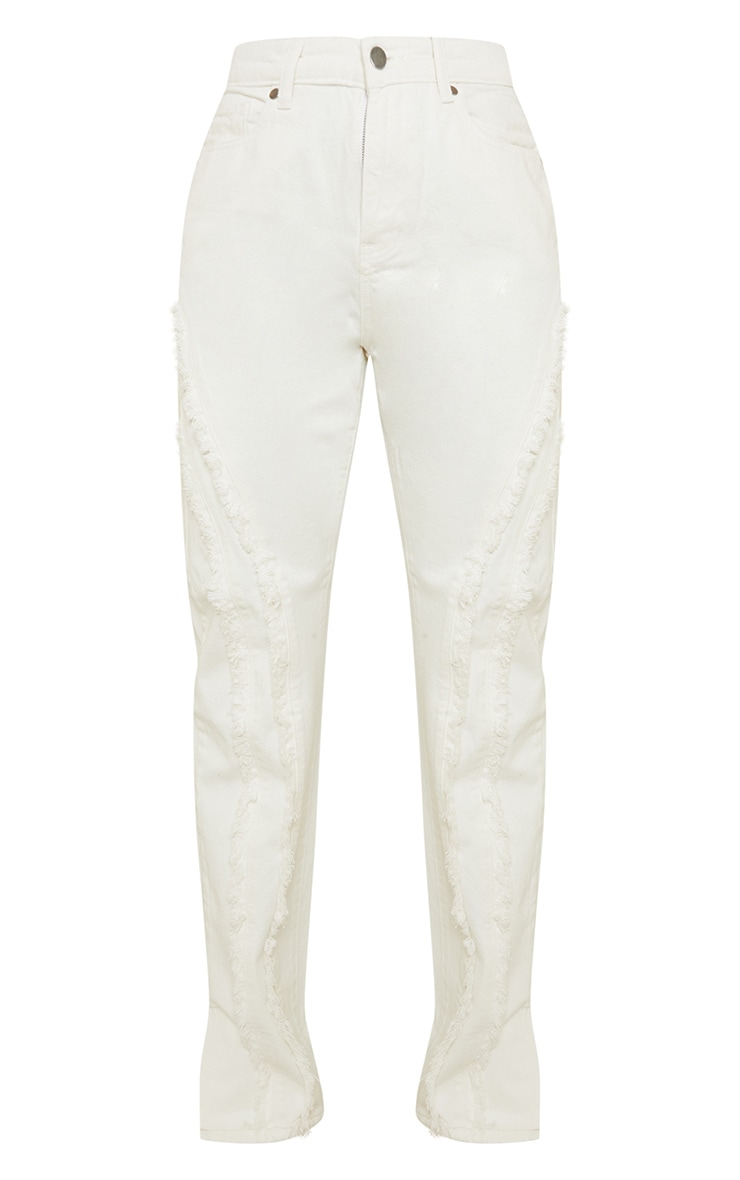 White Fray Detail Split Hem Jeans image 3