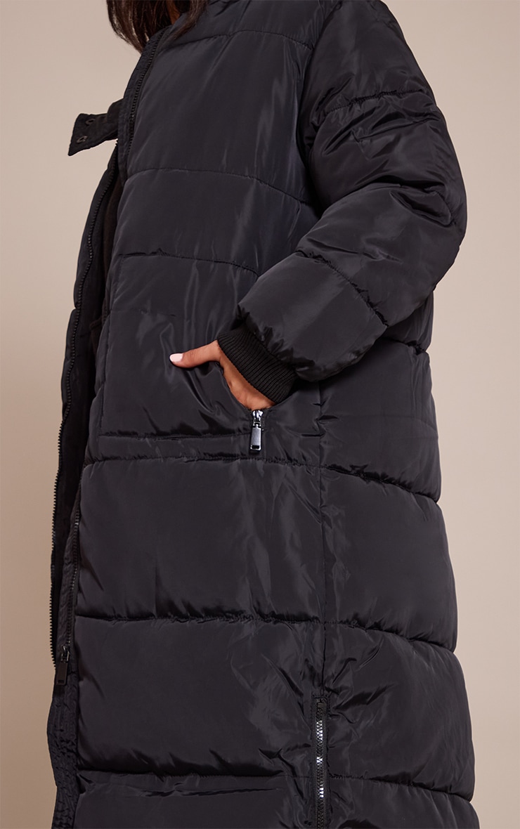 Petite Black Longline Puffer Coat Petite PLT AUS - Main Image