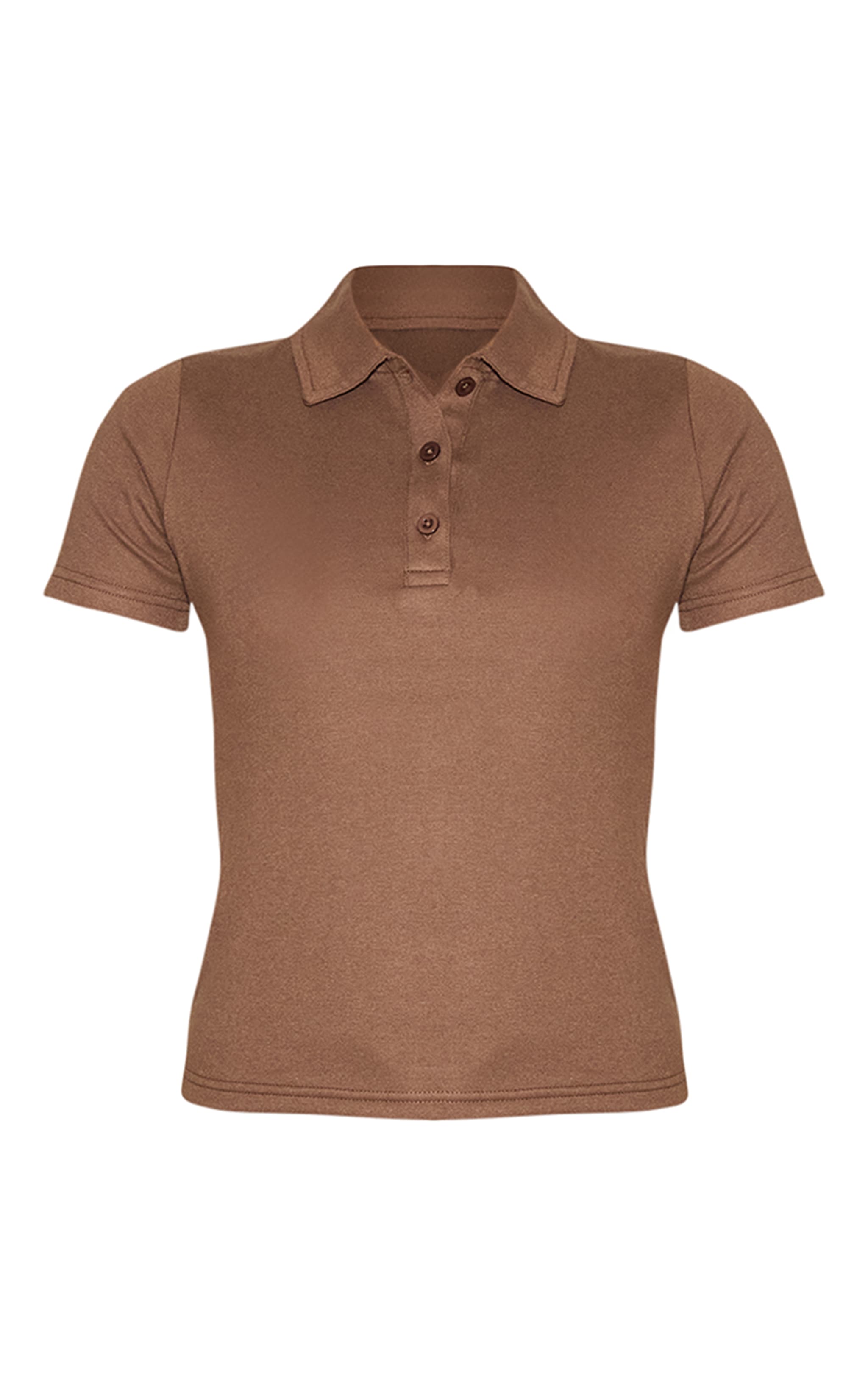 Mocha Super Soft Short Sleeve V Neck Button Up Top image 5