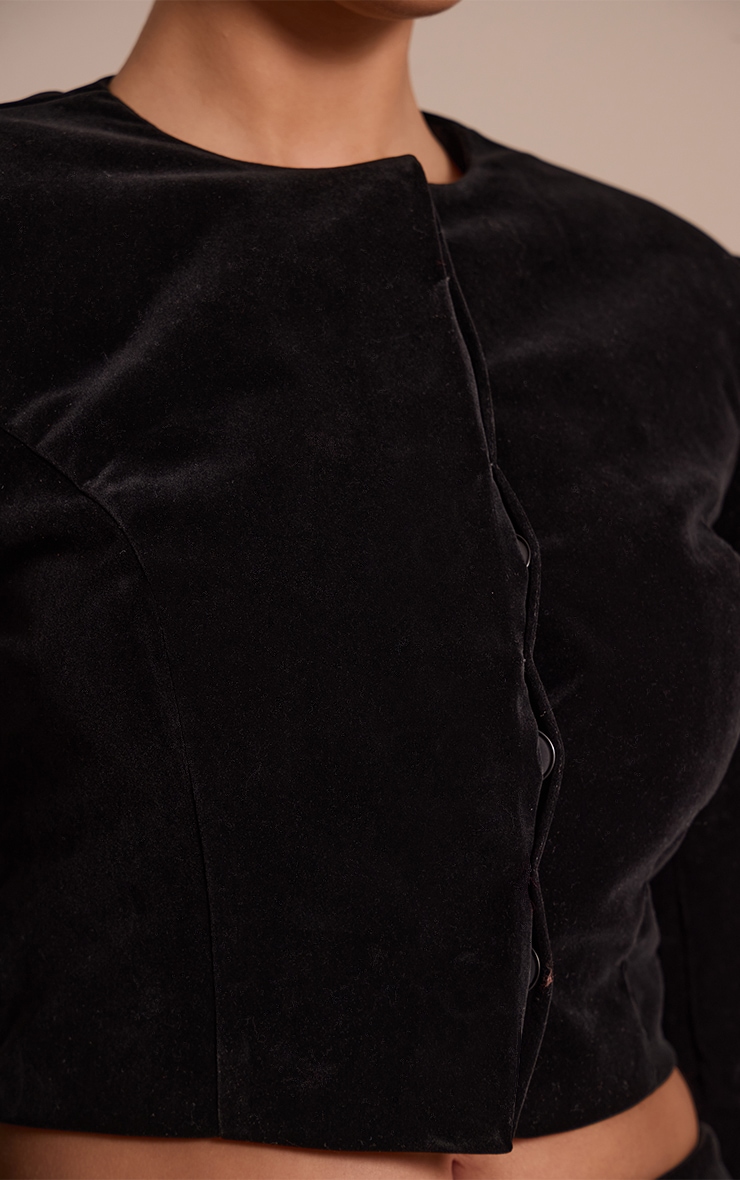 Black Velvet Cropped Blazer  image 4