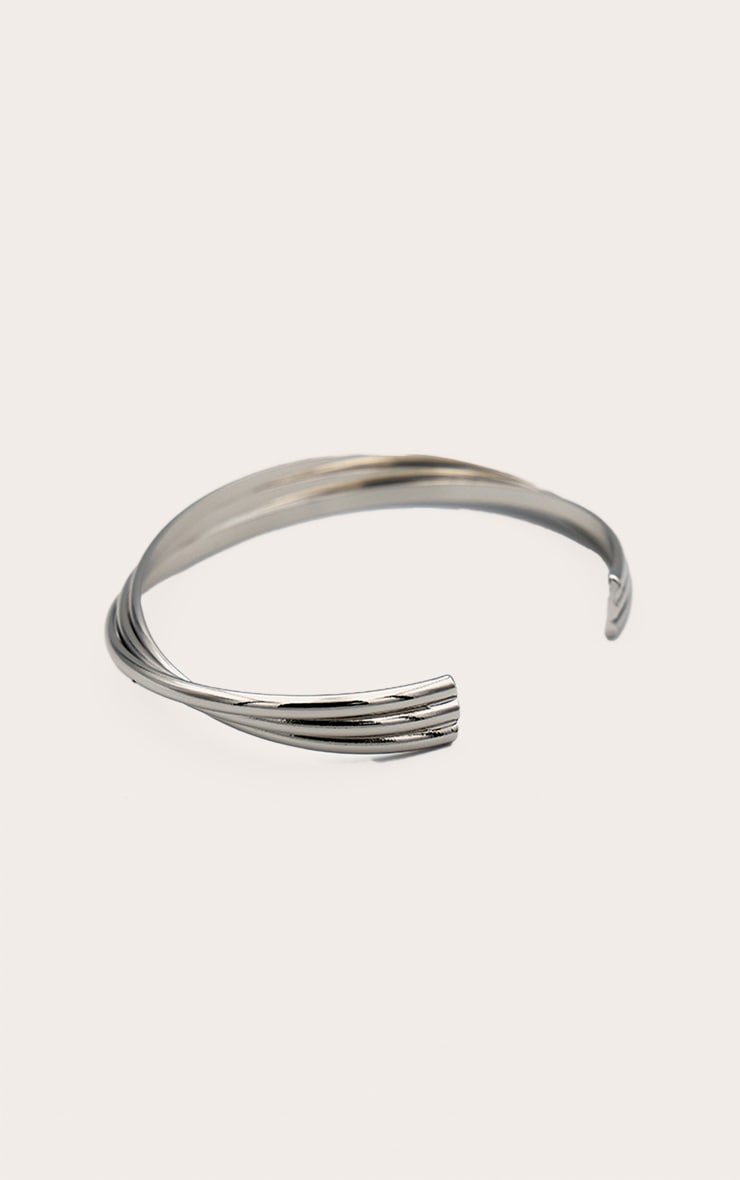 Bracelet jonc argenté à crans image 2