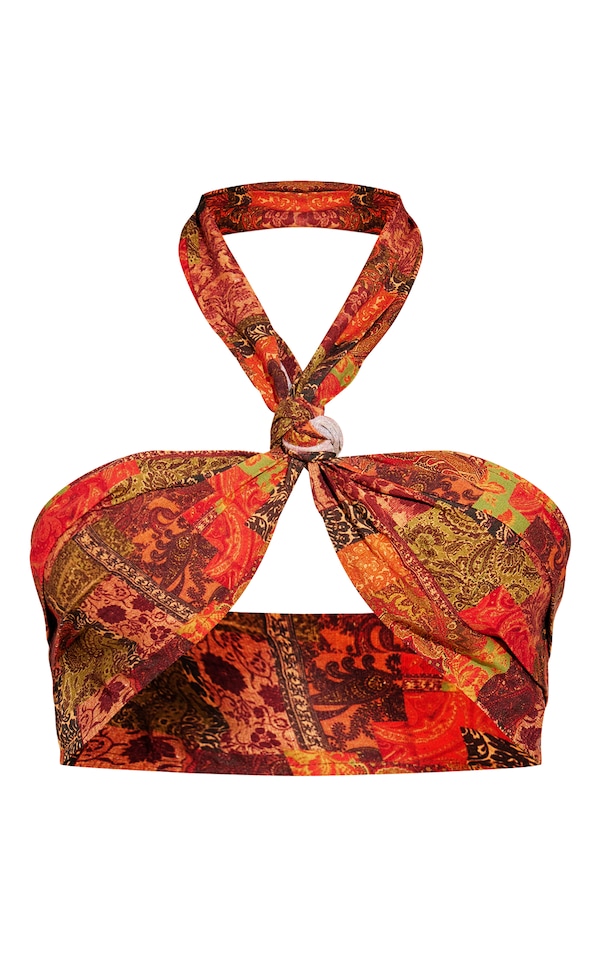 Multi Knot Detail Halterneck Top