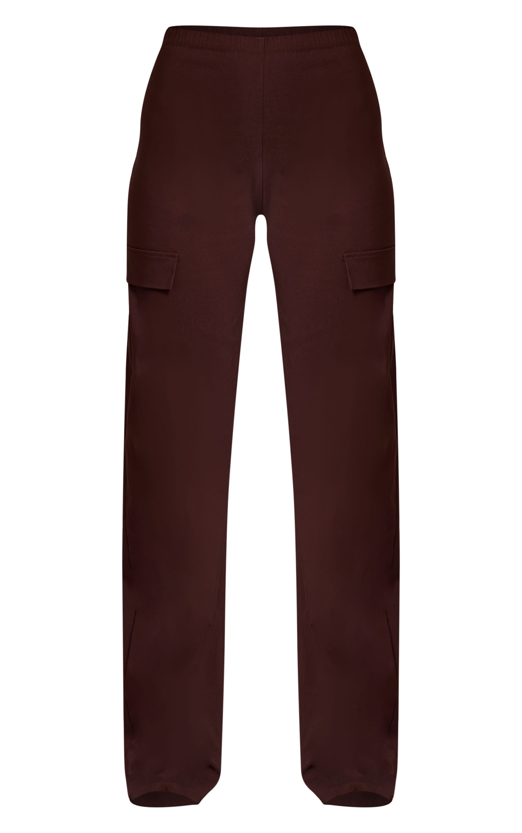 Dark Brown Stretch Woven Straight Leg Pants image 5