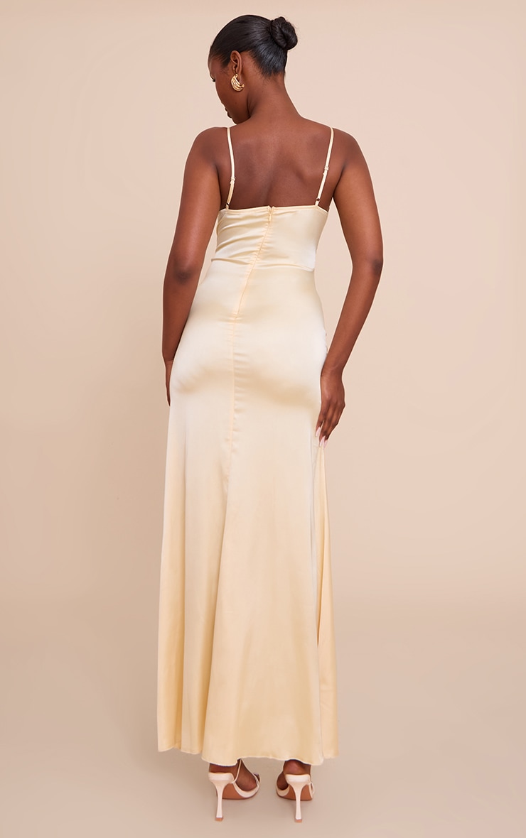 Lemon Satin Strappy Maxi Dress image 2