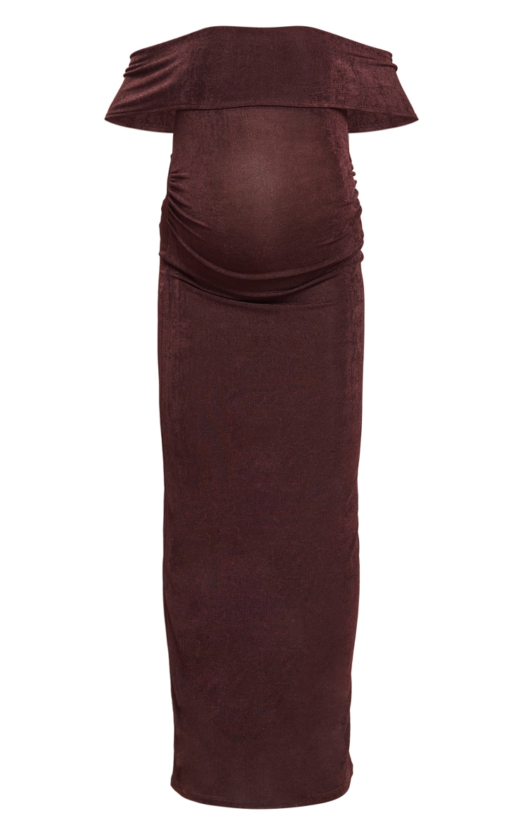 Maternité Robe De Grossesse Longue Chocolat À Col Future Maman