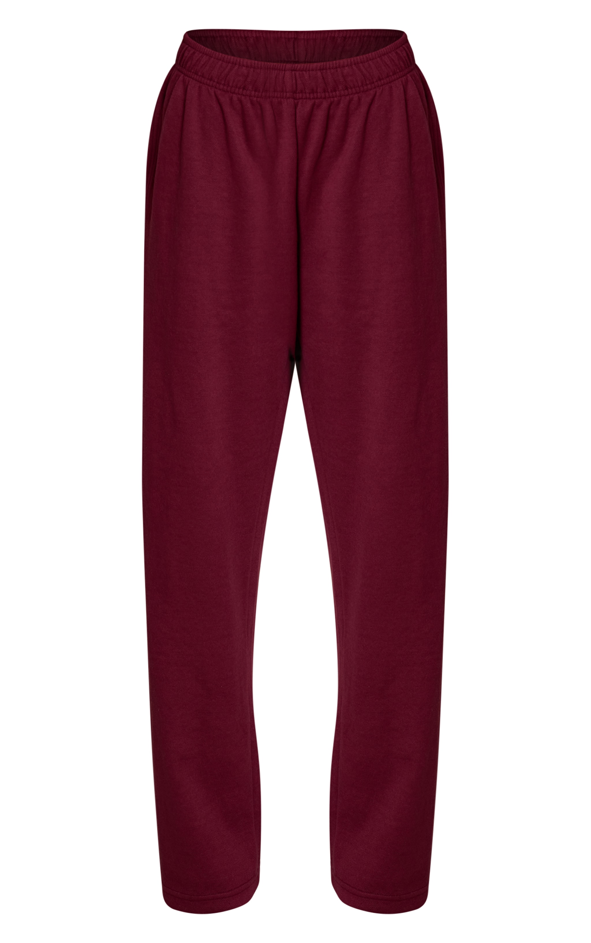Burgundy Jersey Mid Rise Wide Leg Pants image 5