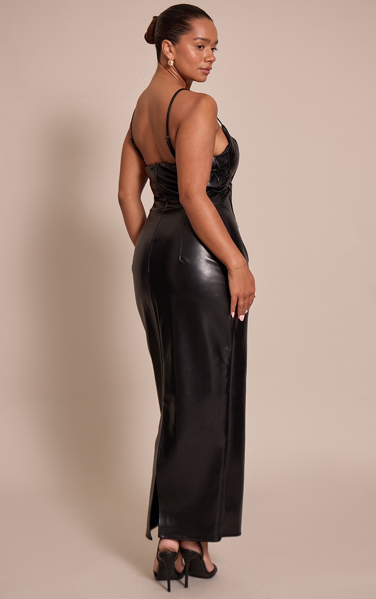 Shape Black Faux Leather Corset Maxi Dress image 2
