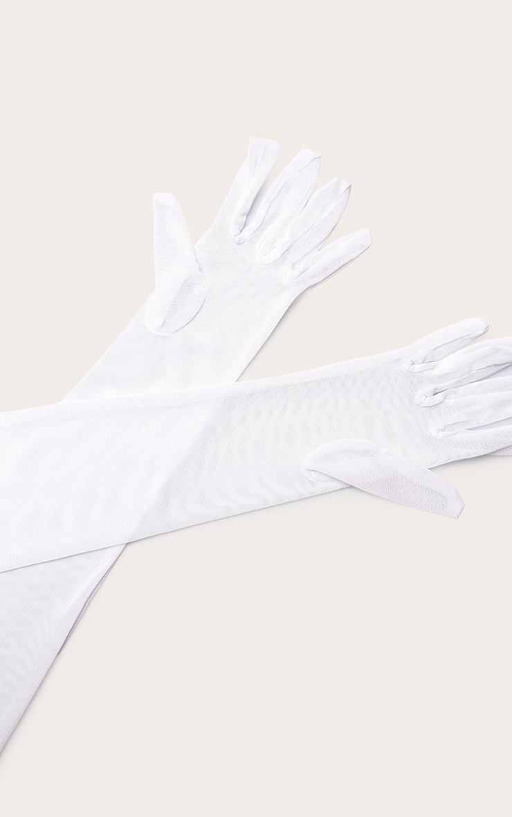 White Mesh Long Gloves image 3