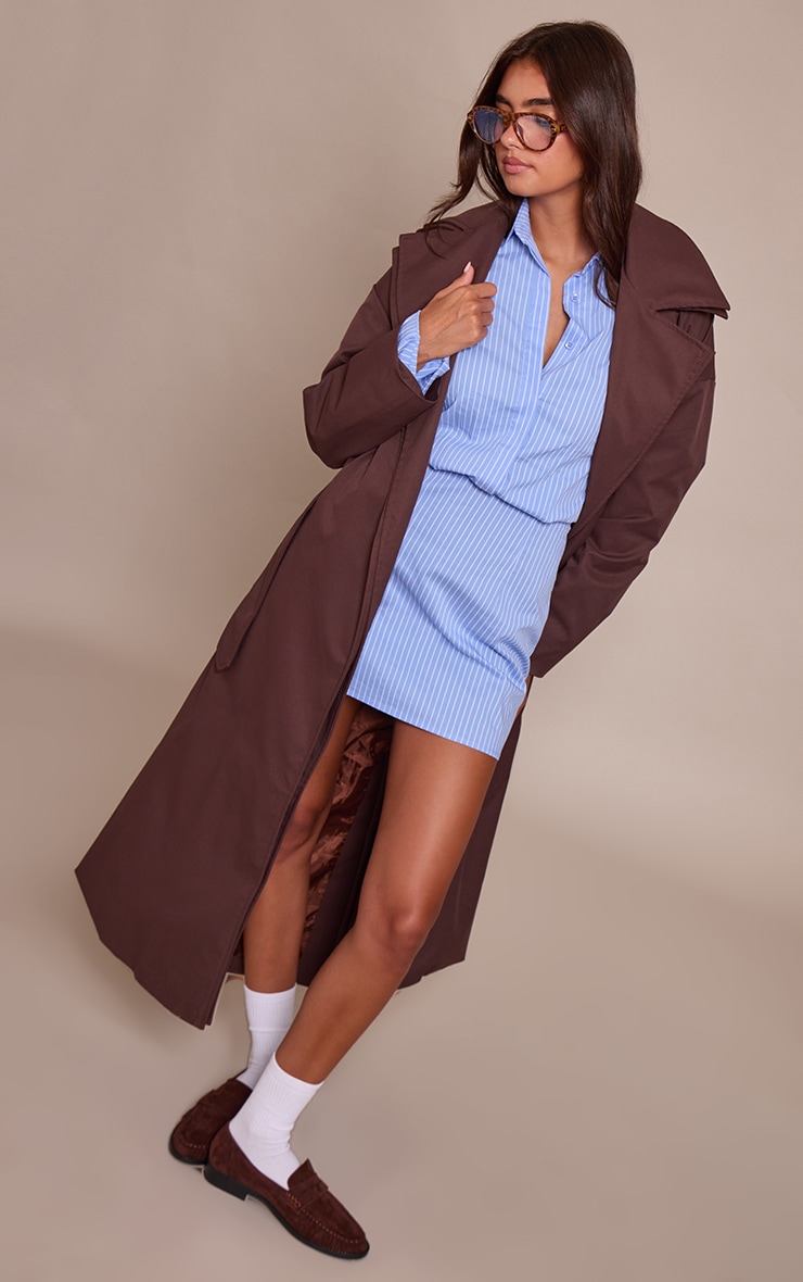 Blue Pinstripe Button Down Shirt Dress image 1