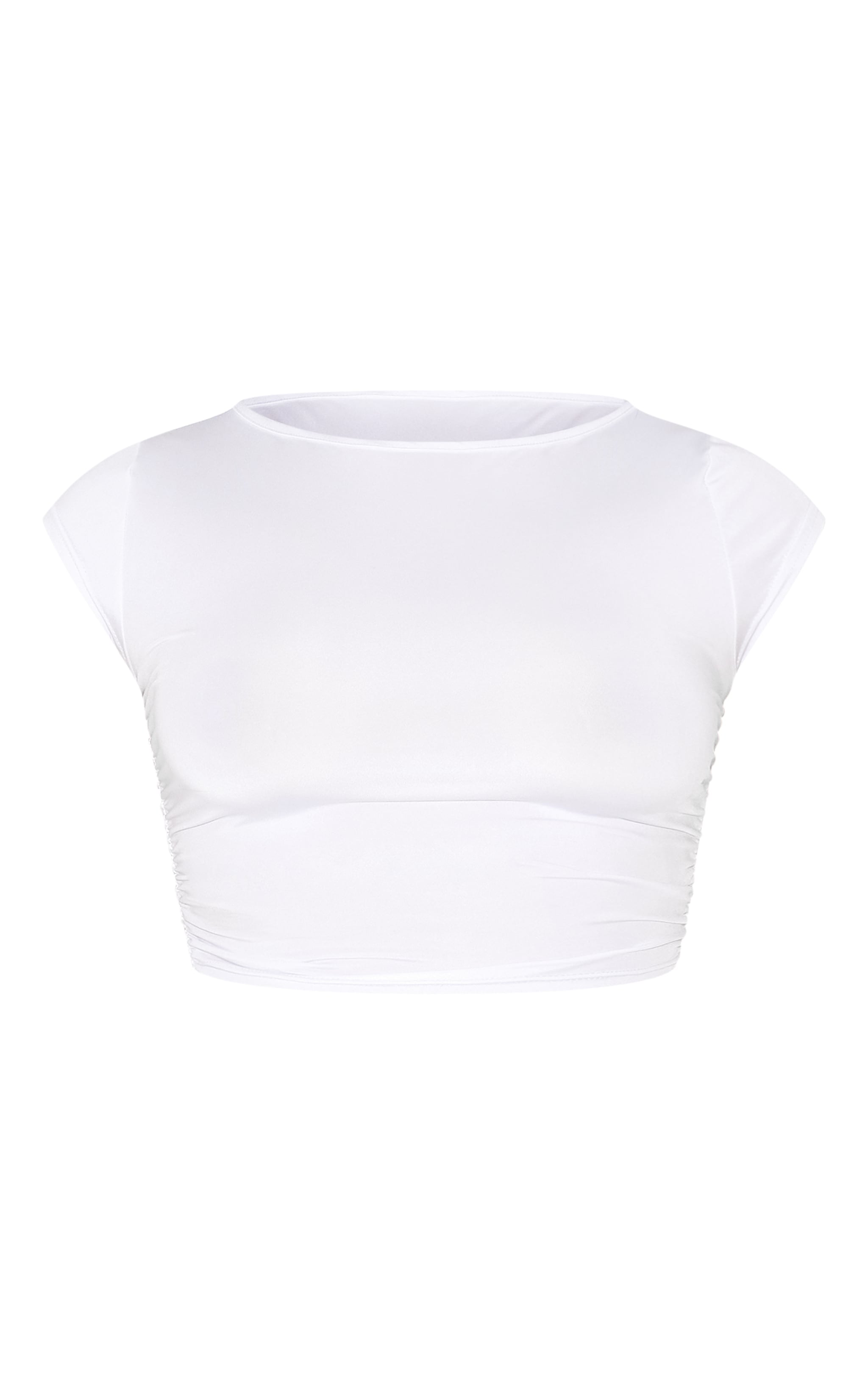Shape White Slinky Ruched Side T Shirt image 5