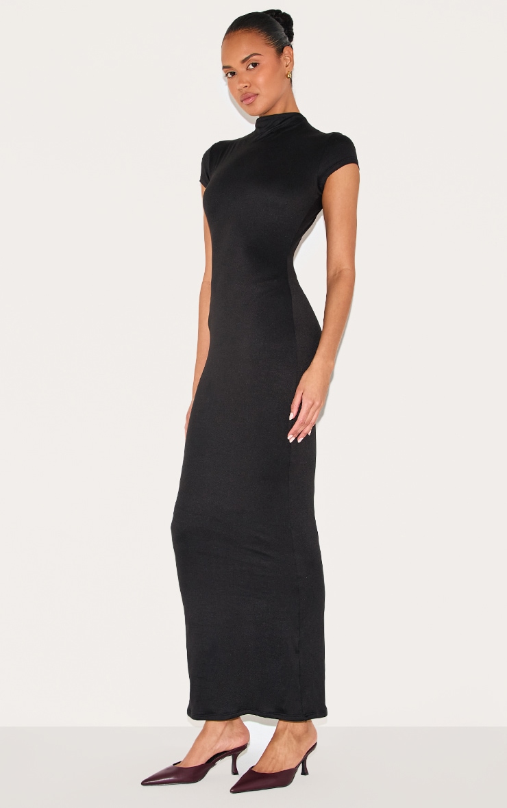 Black Double Contour Boat Neck Maxi Dress image 3