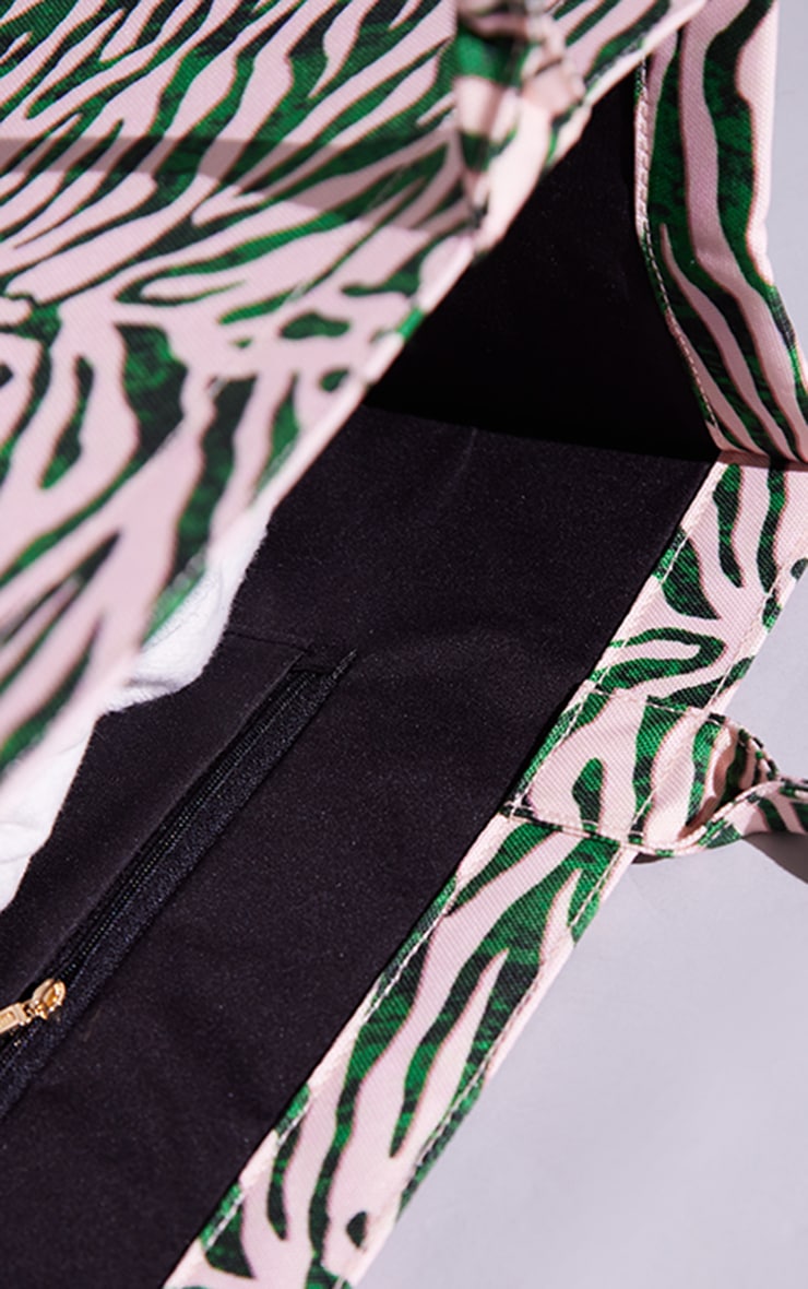 Green Zebra Print Canvas Tote image 2