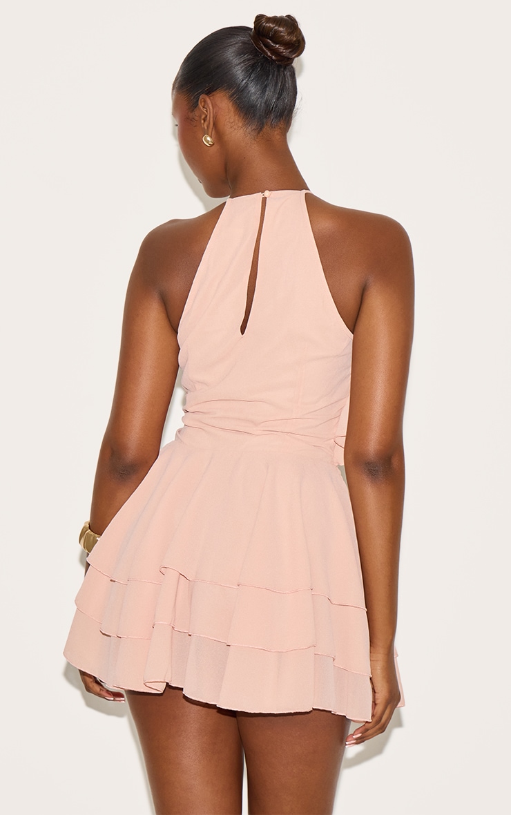 Blush Halterneck Frill Cut Out Shift Dress image 2