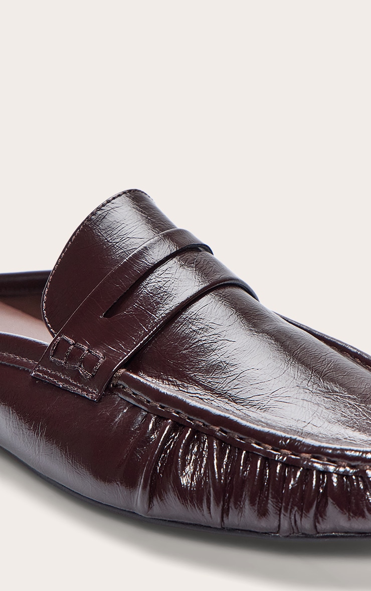 Chocolate Ruched Round Toe Loafer Mule image 5