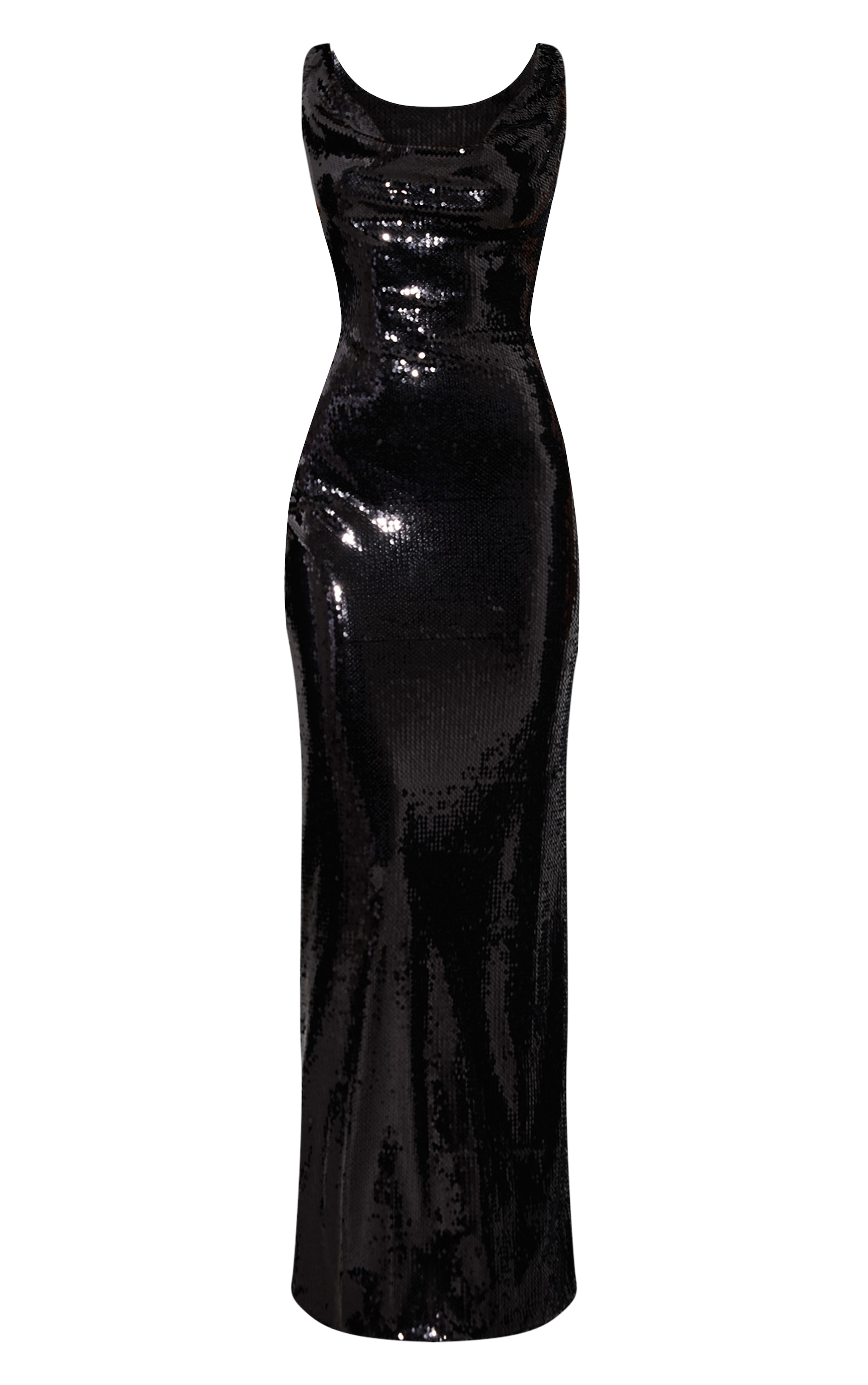 Black Sequin Cowl Maxi Dress image 5