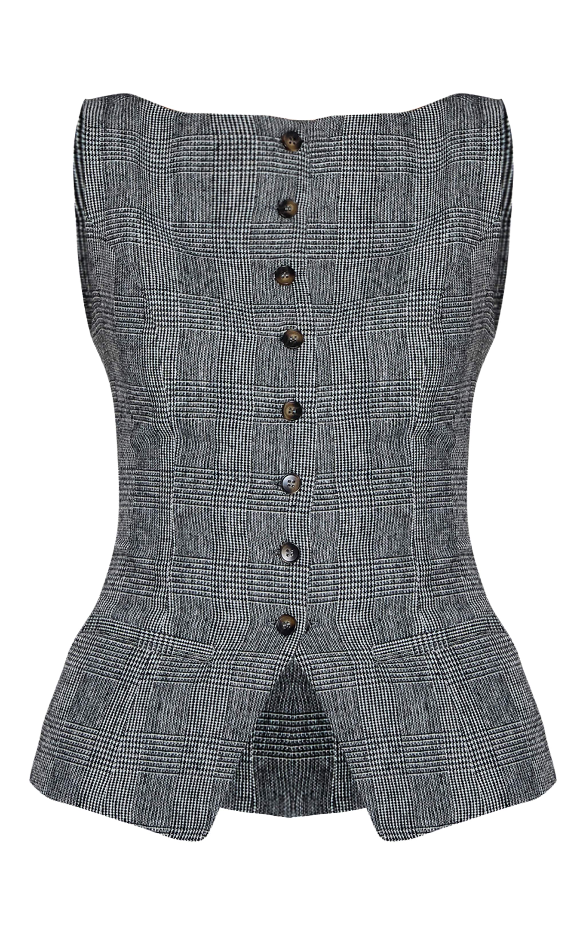 Grey Checked Woven Waistcoat image 5