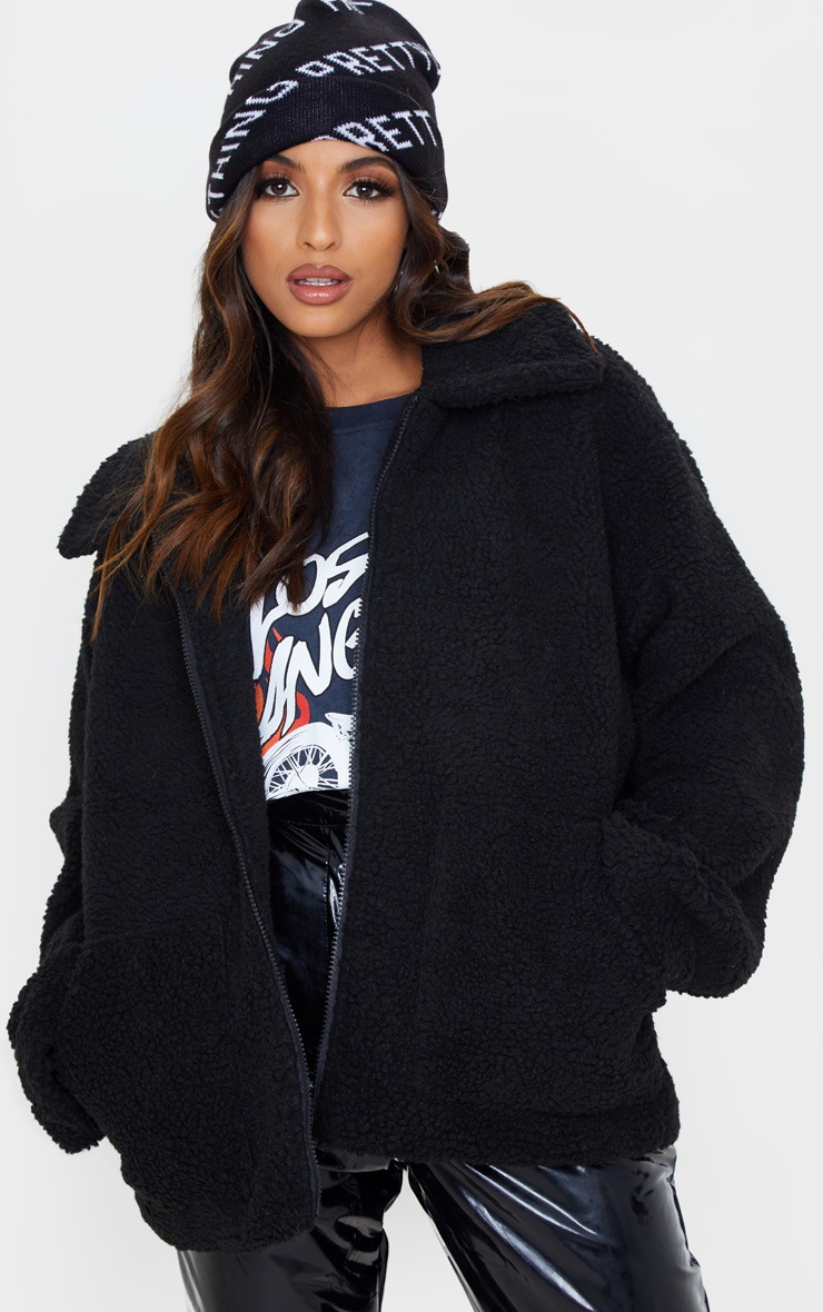 Black Borg Zip Up Oversized Jacket