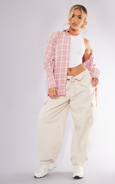 Pink Oversized Checked Shirt