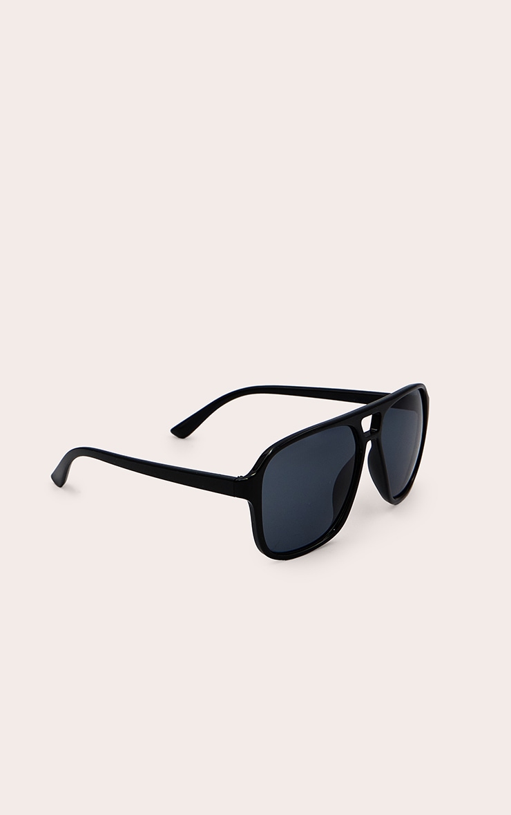 Black Angled Acrylic Frame Aviator Sunglasses image 3