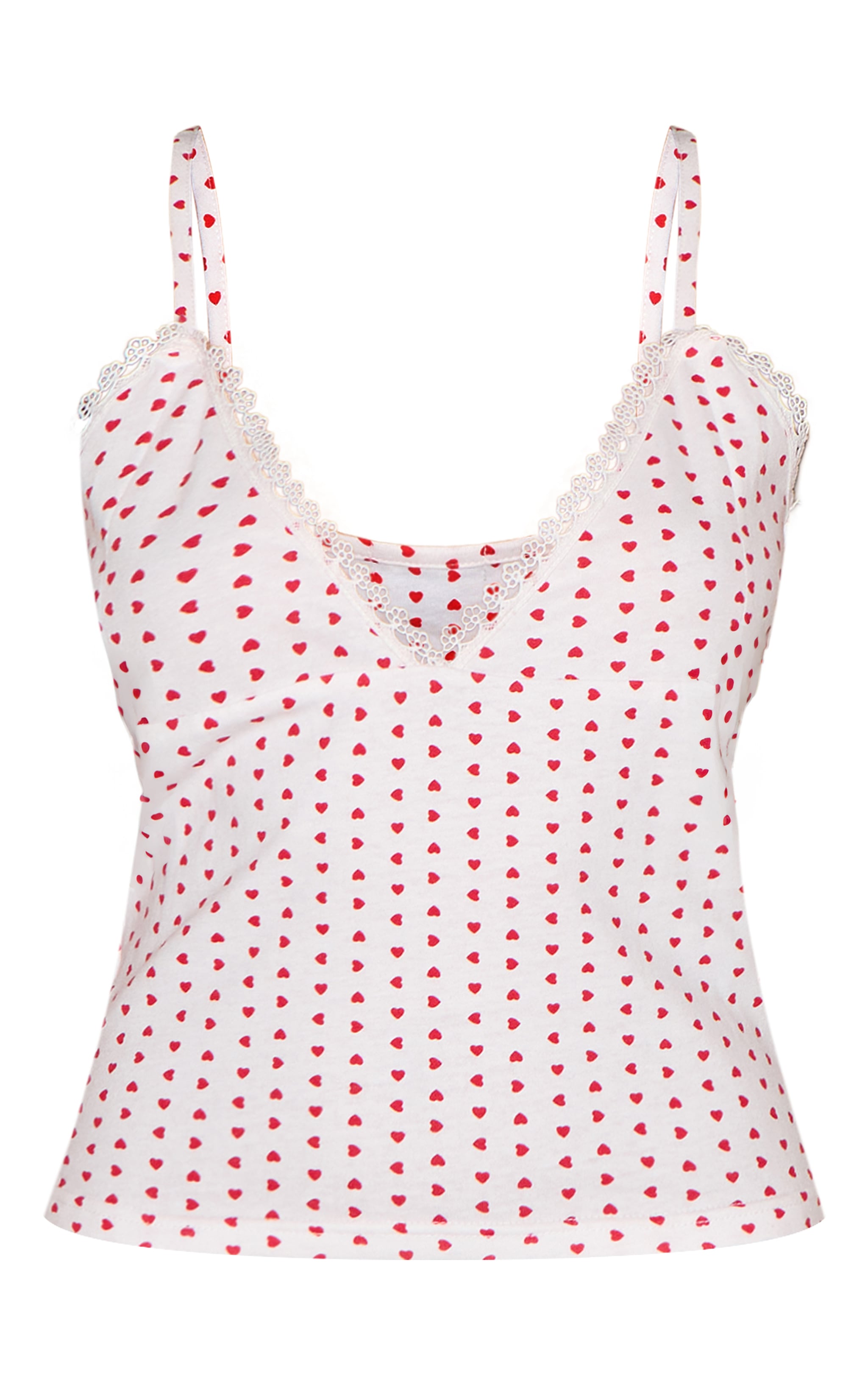 White Heart Print Jersey Cami Short Pj Set image 1