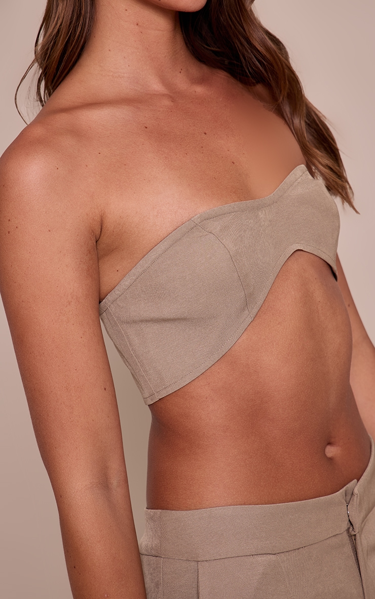 Taupe Tailored Bandeau Top image 4