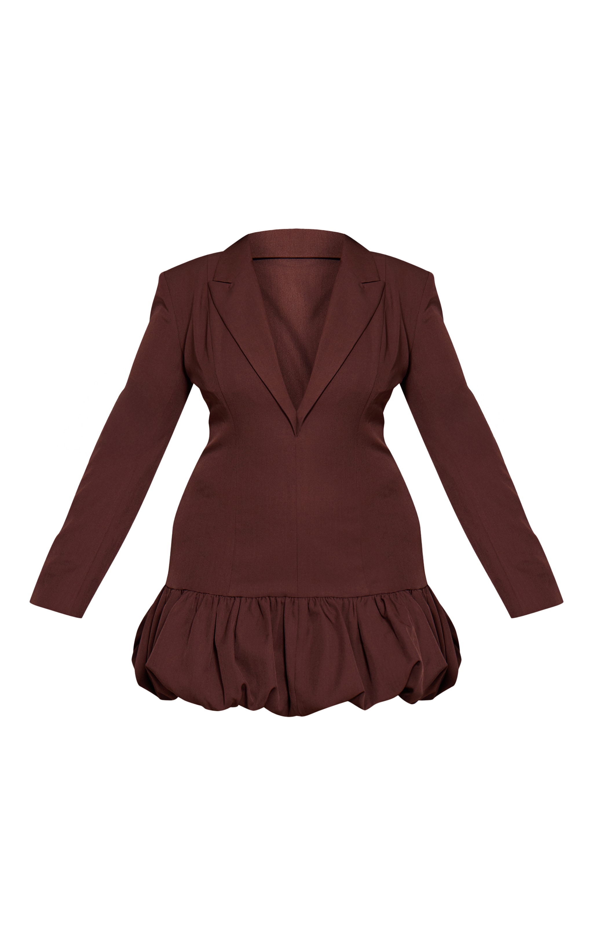 Robe-blazer chocolat grande taille à décolleté plongeant et ourlet bouffant image 5