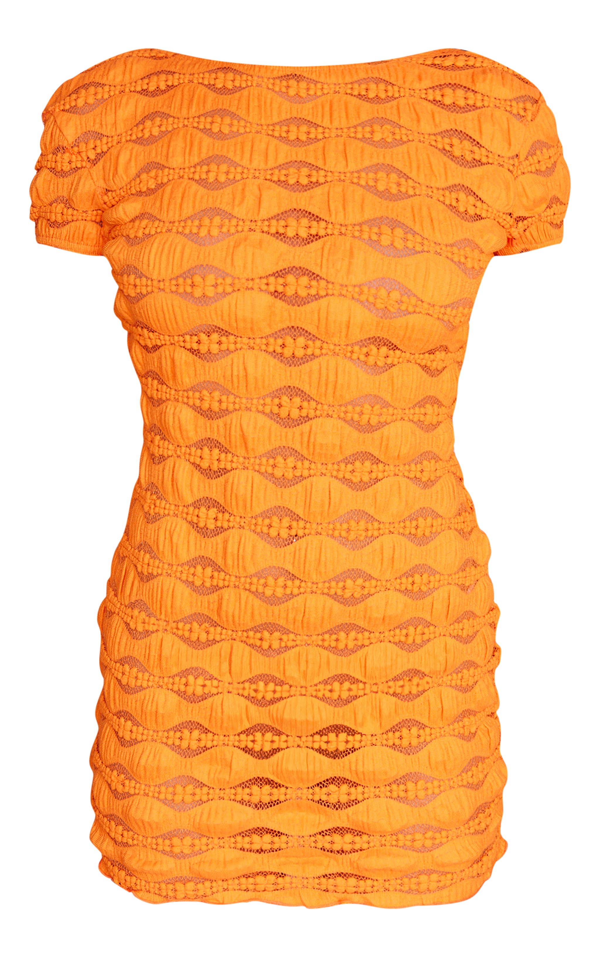 Orange Textured Backless Bodycon Dress image 5