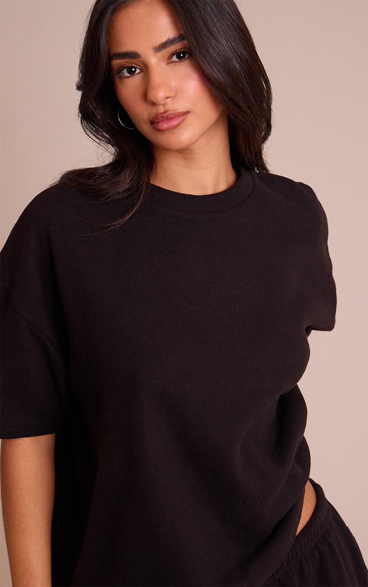 Petite Black Soft Touch Boxy T-shirt image 4