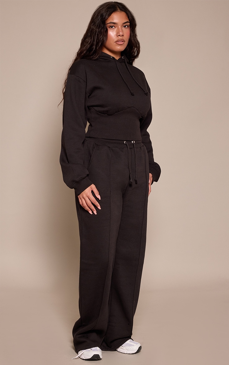 Shape Black Sweat Crop Shirred Waist Hoodie image 3