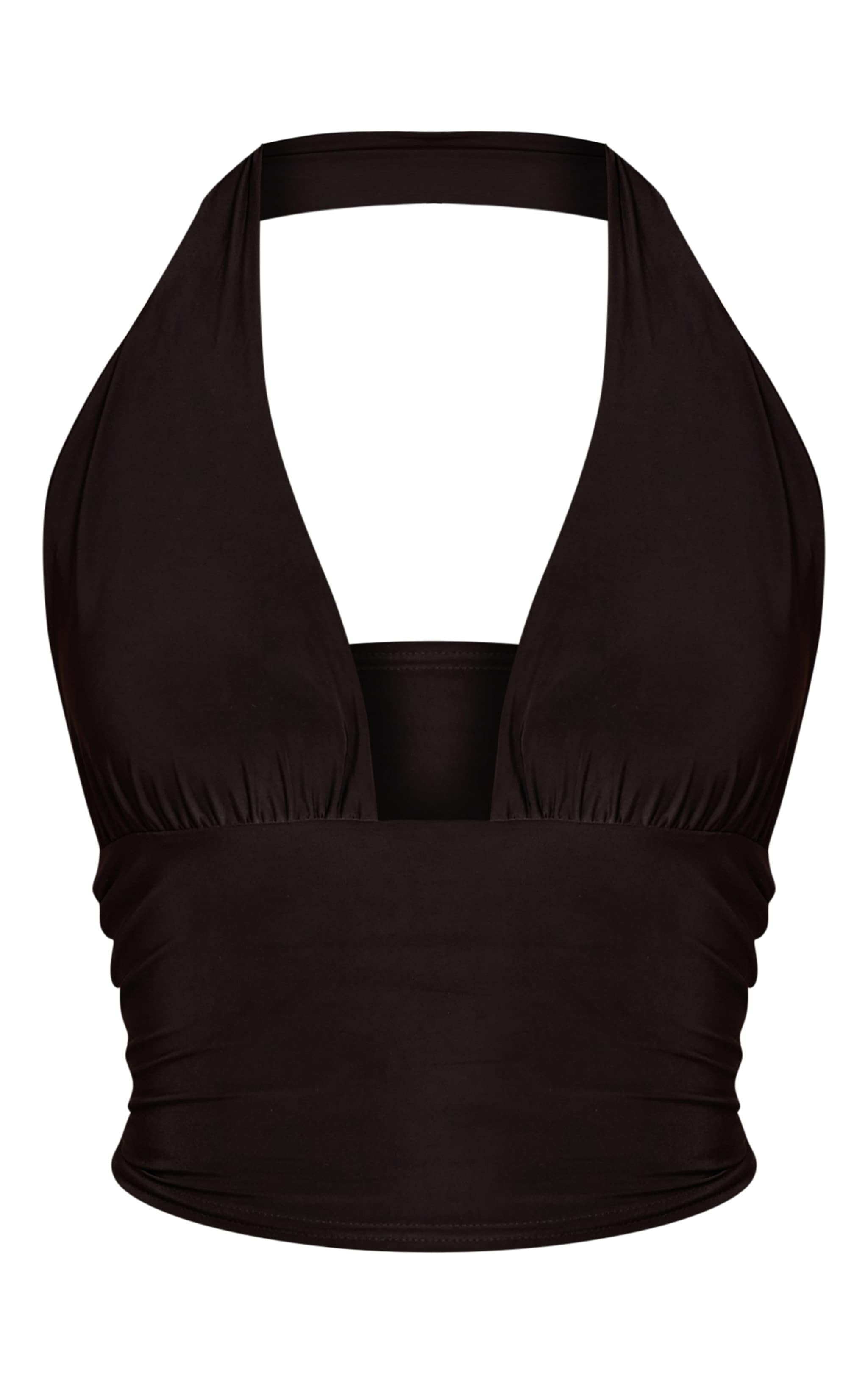 Black Double Layer Slinky Tie Neck Plunge Long top  image 5