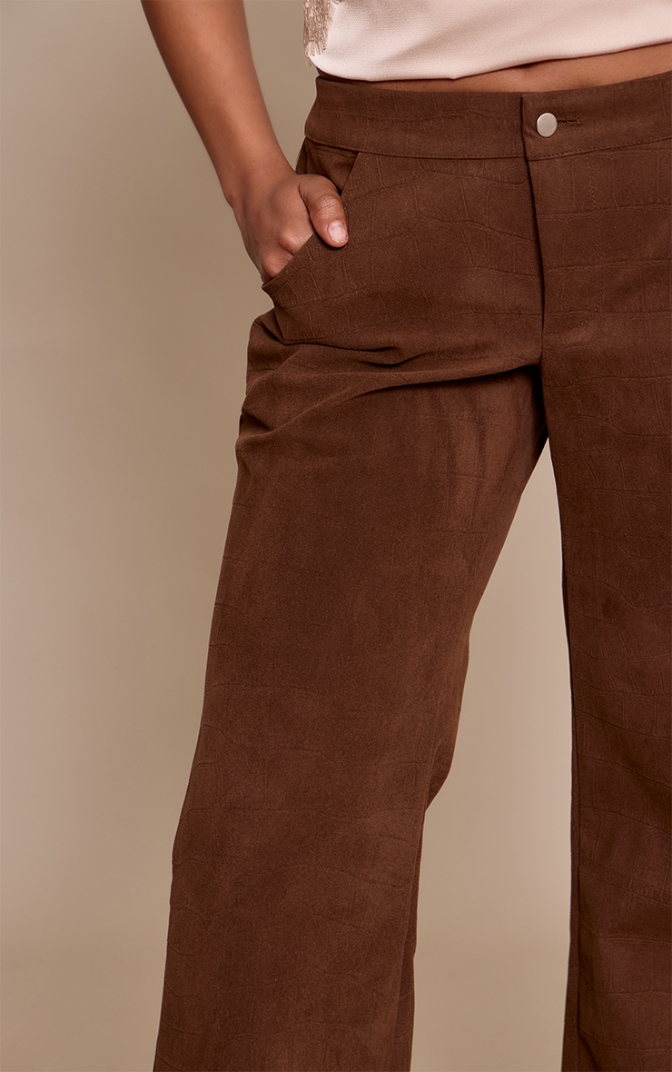 Petite Chocolate Suede Low Rise Flares image 4