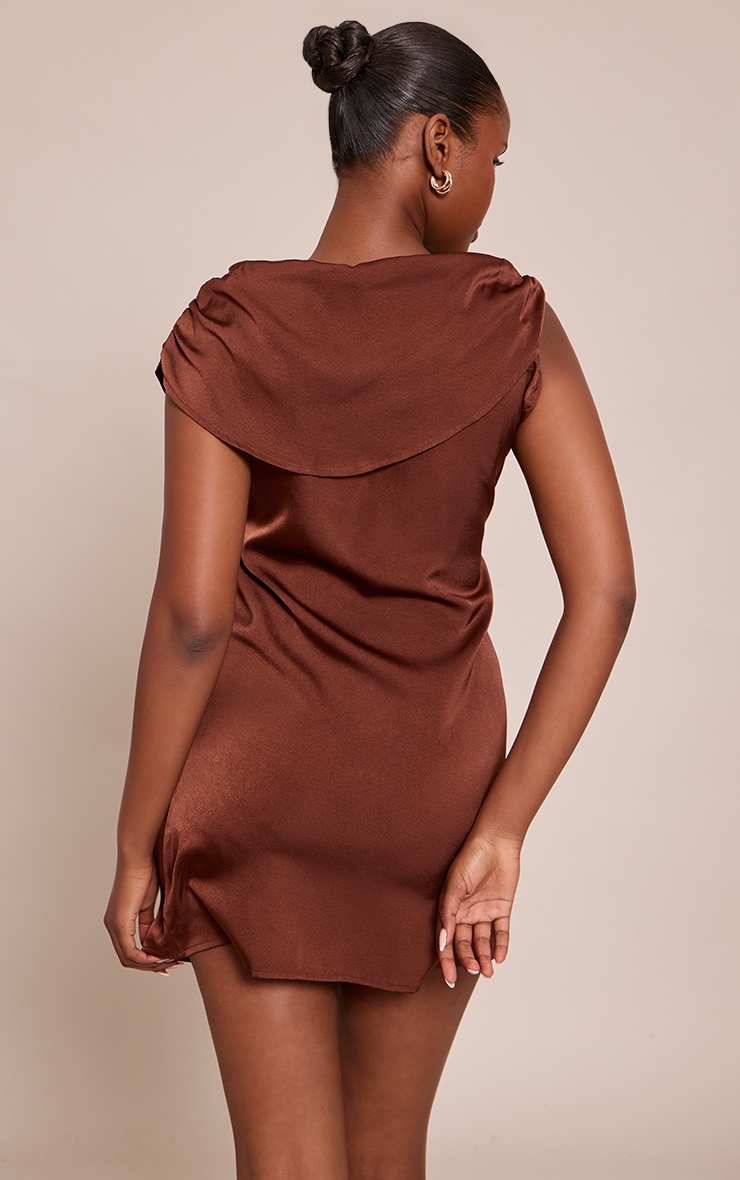 Chocolate Satin Knot Detail Mini Shift image 2