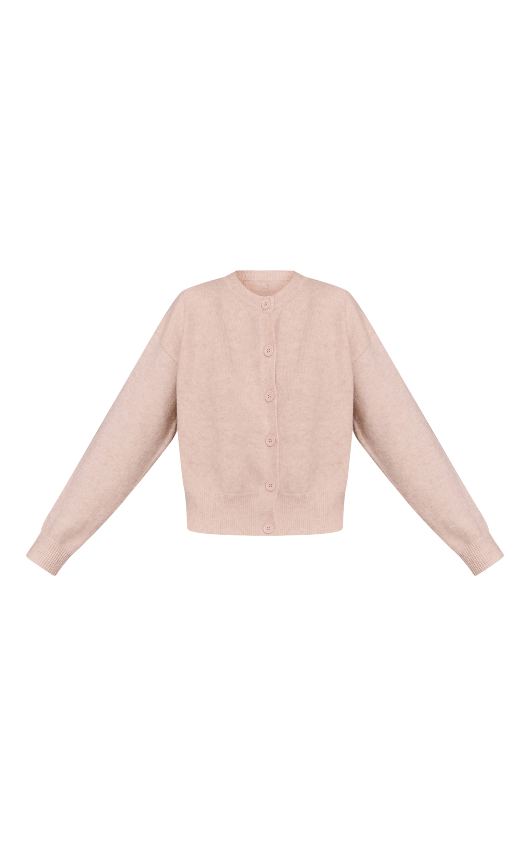 Oatmeal Crew Neck Knit Cardigan image 5