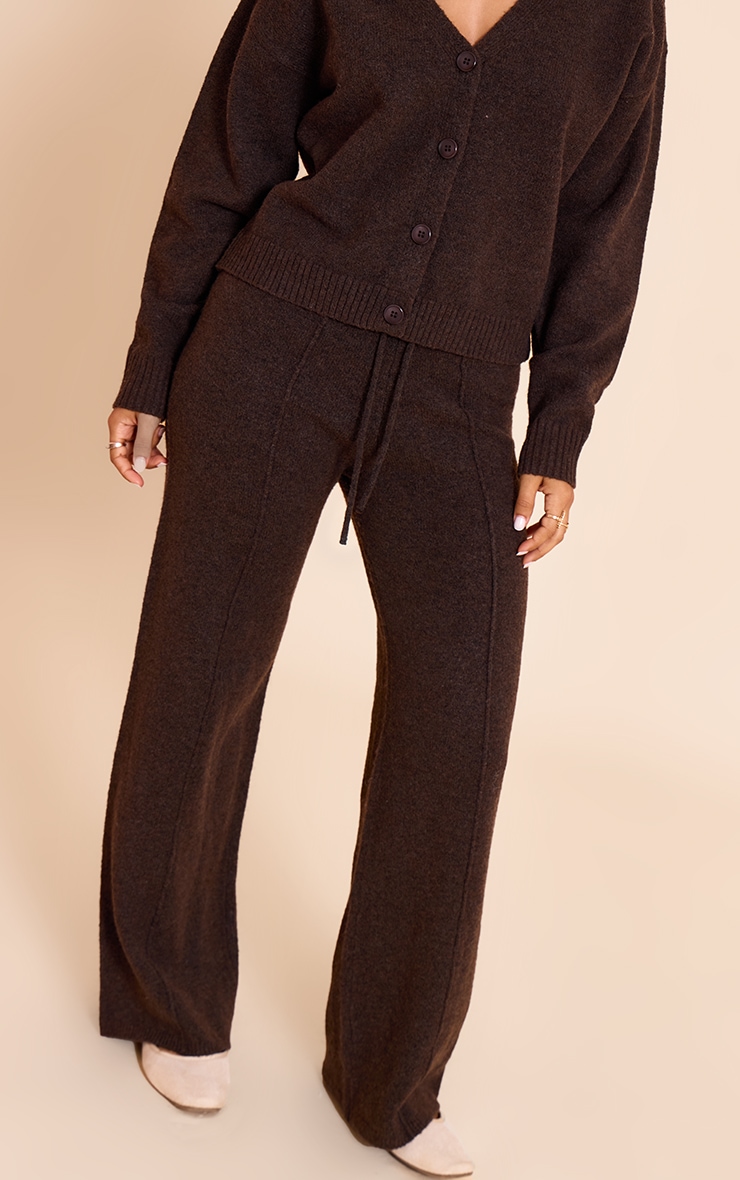 Petite Chocolate Drawstring Knitted Pants image 2