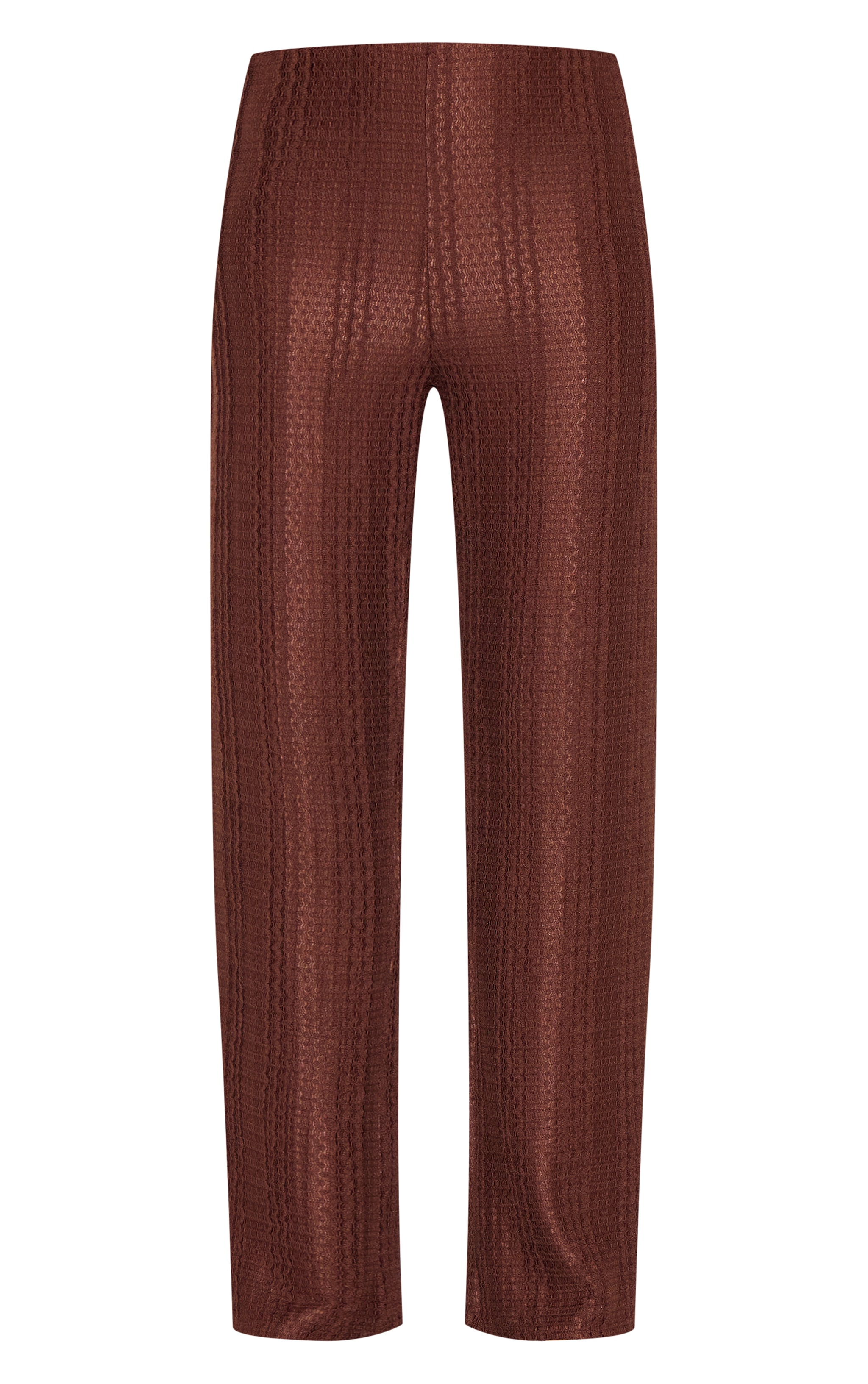 Petite Chocolate Textured Elasticated Wide Leg Pants image 5