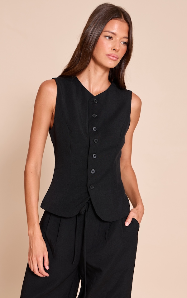 Gilet tailleur tissé noir