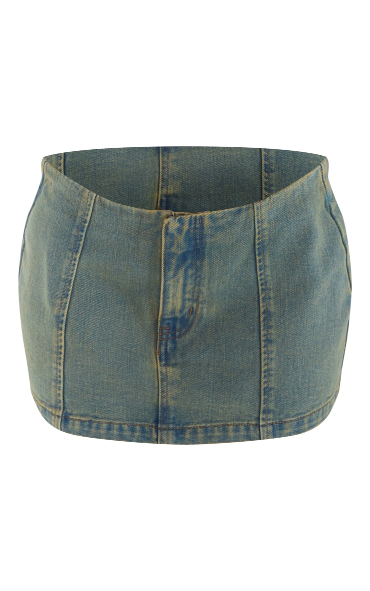 Petite Vintage Bleach Wash Denim Micro Mini Skirt image 6